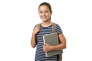 Girl Holding a School Book