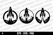 Rocket launching with smoke plumes, a Duotone Icon by Vectorhight (Thumbnail 2 of 3)