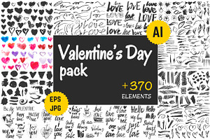 Valentine's Day Pack. 378 elements.
