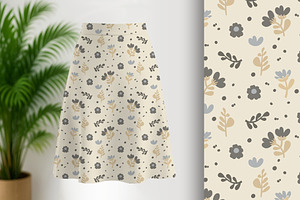 Beige Abstract Floral Seamless
