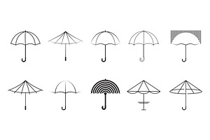 set simple umbrella line art logo, a Branding & Logo Template by Pyruos ID
