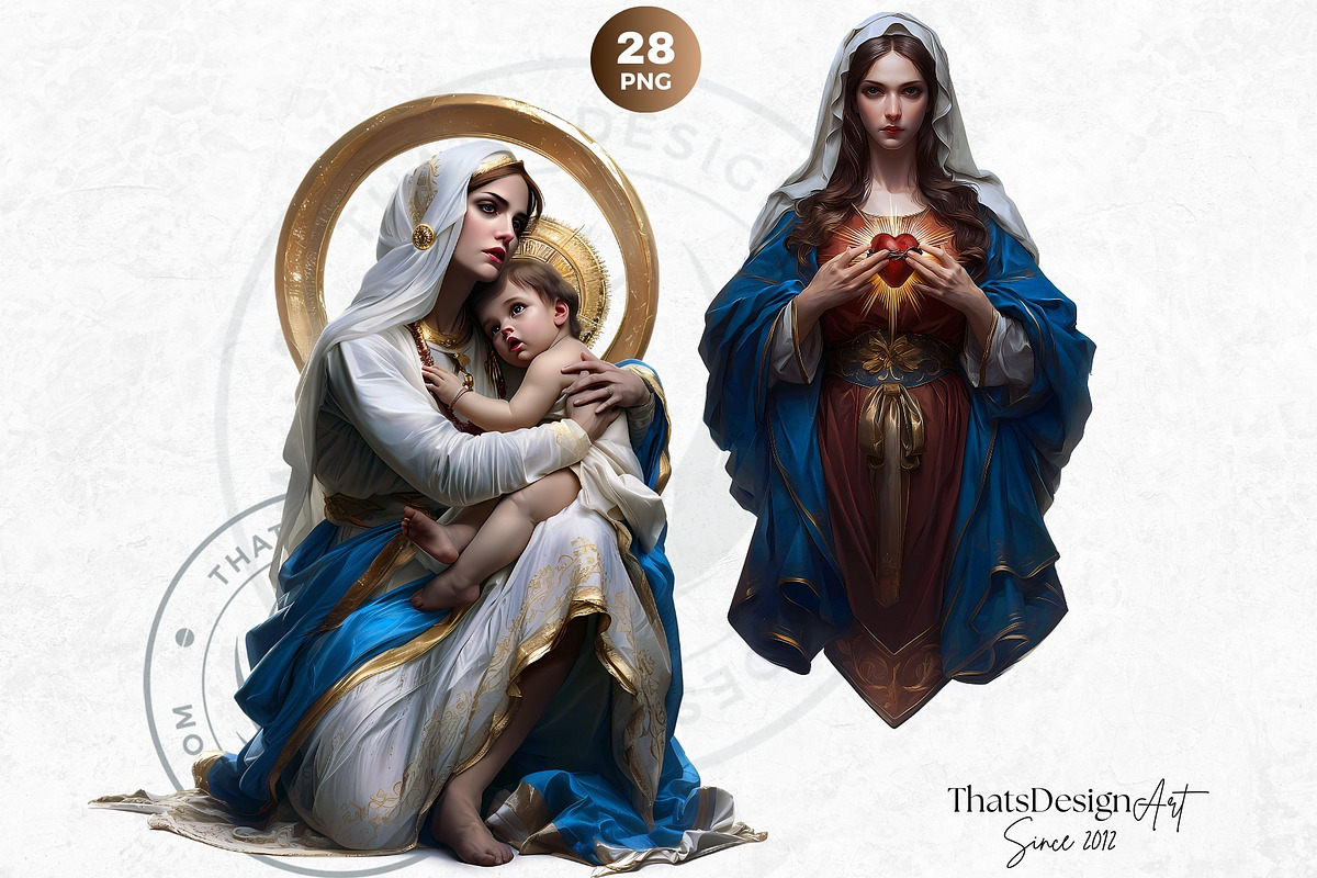 Holy virgin Mary clipart set, a Person Illustration by ThatsDesignArt (Photo 8 of 10)