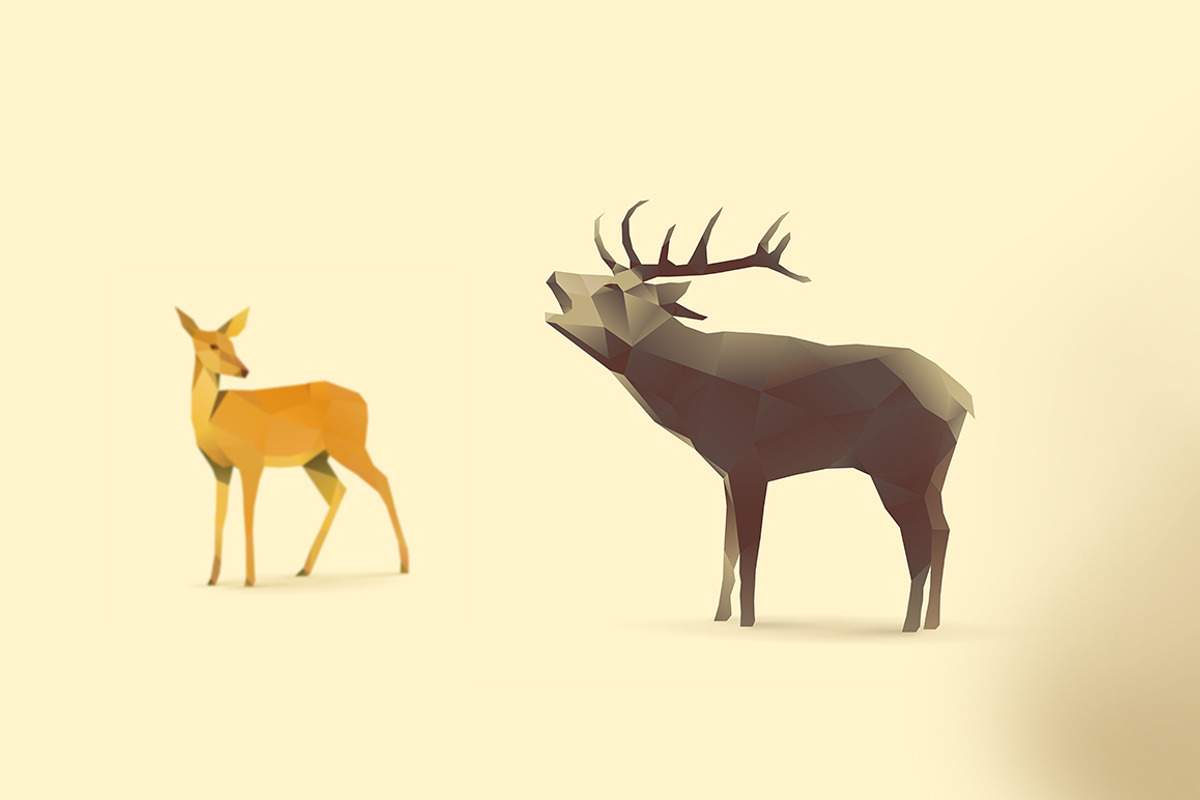 Polygonal Deer Collection, an Animal Illustration by blauananas (Photo 7 of 8)