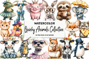 Quirky Animals Collection Clipart, an Illustration by DreamArtGraphic