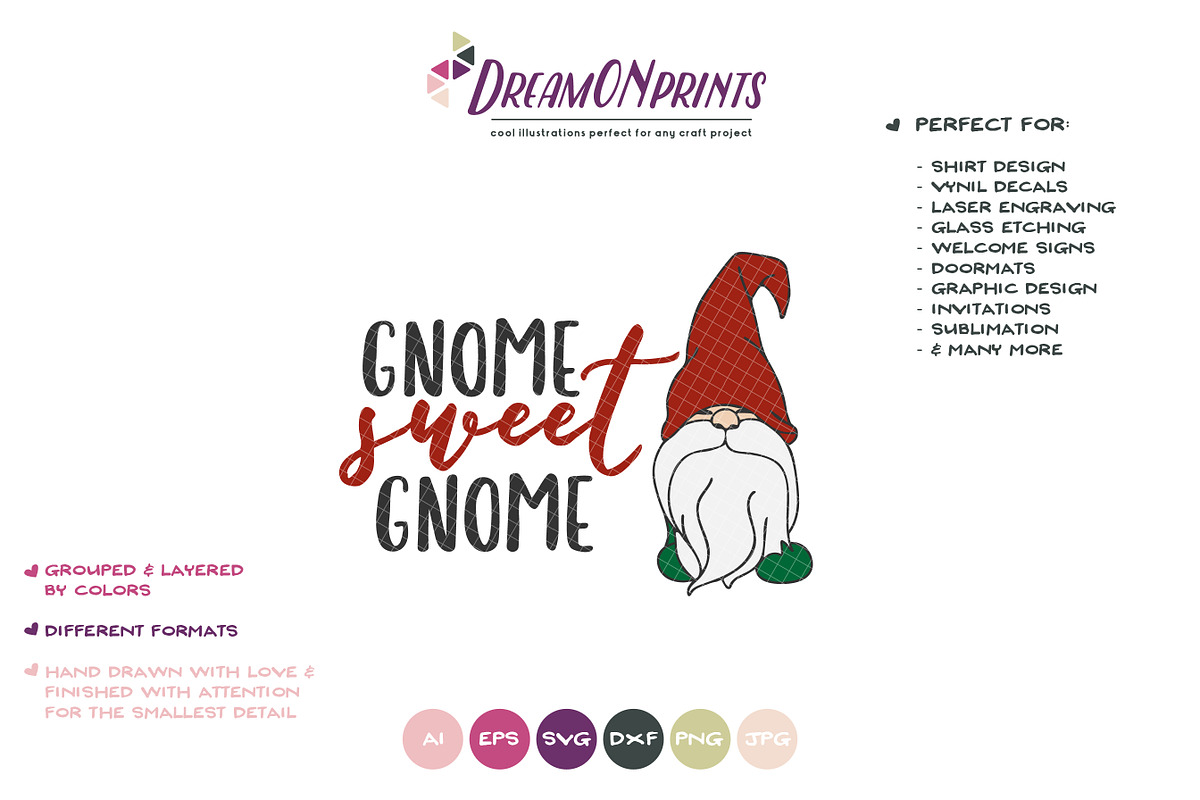 Christmas SVG | Gnome Sweet Gnome, an Illustration by DreamONprints (Photo 2 of 2)