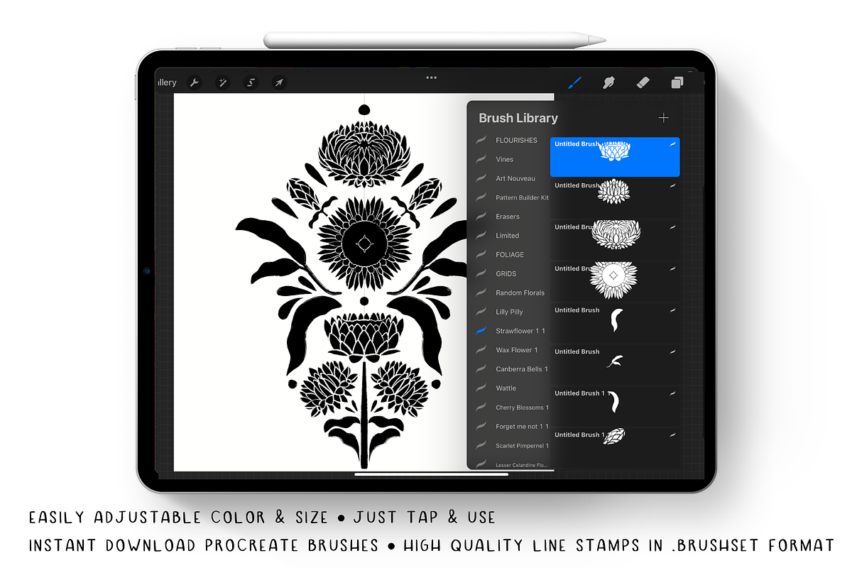 Procreate Brush Stamps - Strawflower, a Brush Add-On by Gabba Delgado (Photo 2 of 4)