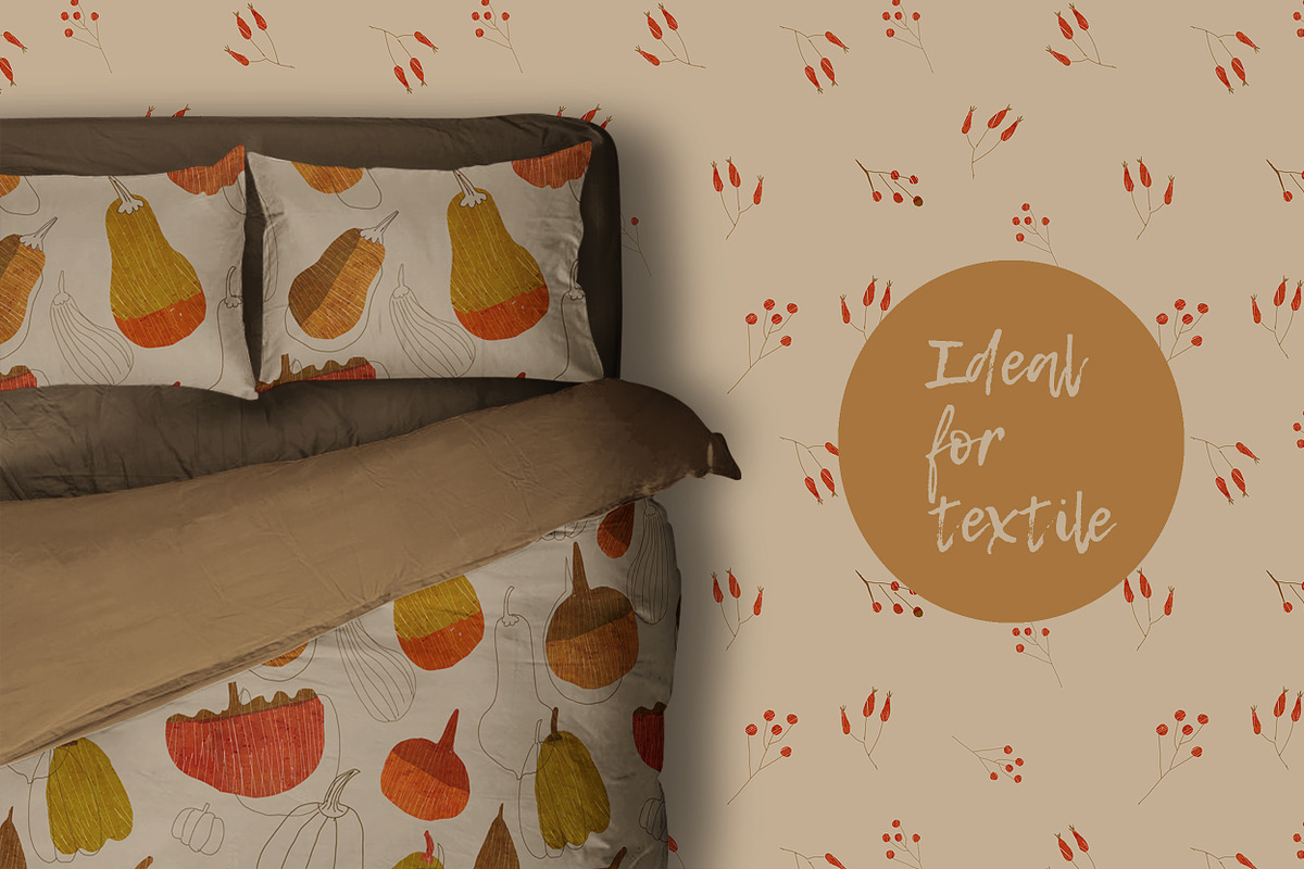 pumpkin watercolor pattern, a Pattern Graphic by watercolor kamill (Photo 5 of 11)
