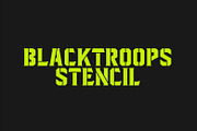 Blacktroops Stencil, a Sans Serif Font by Mikrojihad Typography (Thumbnail 1 of 4)