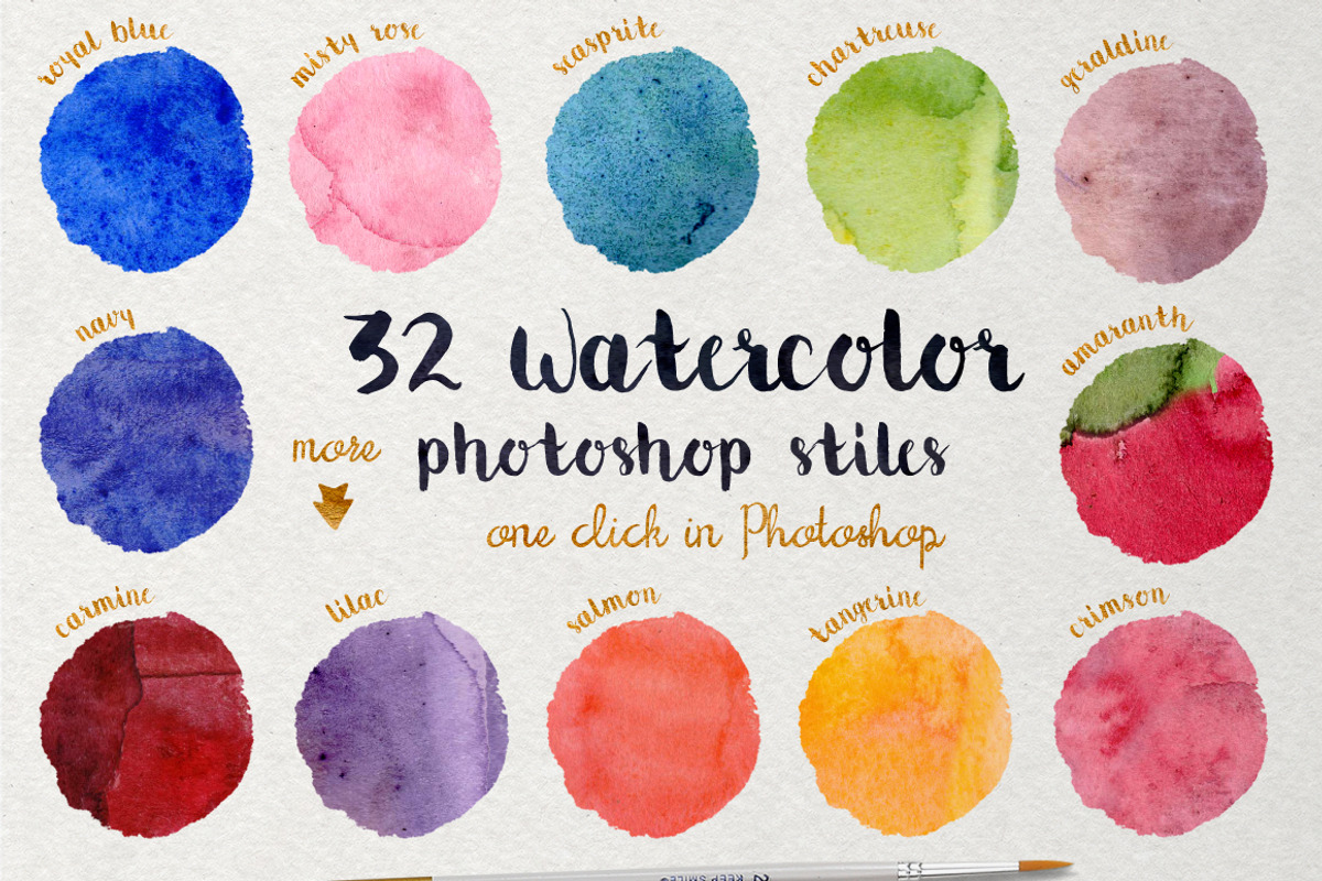 Watercolor designers pack, a Layer Style Add-On by ZiziMarket (Photo 3 of 6)