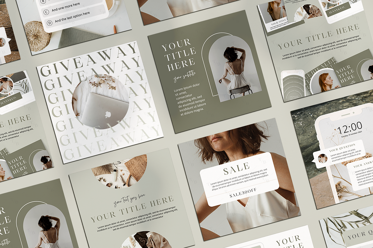 Sage Green Instagram templates Canva, a Social Media Template by Templates Boutique (Photo 2 of 8)