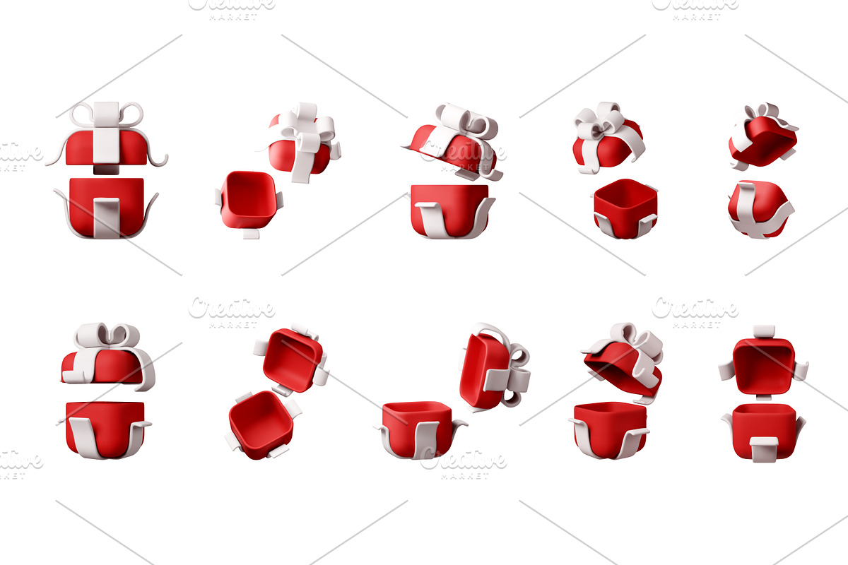 3D Red gift box with white bow, an Object Illustration by Abscent