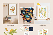 Watercolor Dinosaur clipart patterns, an Animal Illustration by tatiletters (Thumbnail 2 of 11)