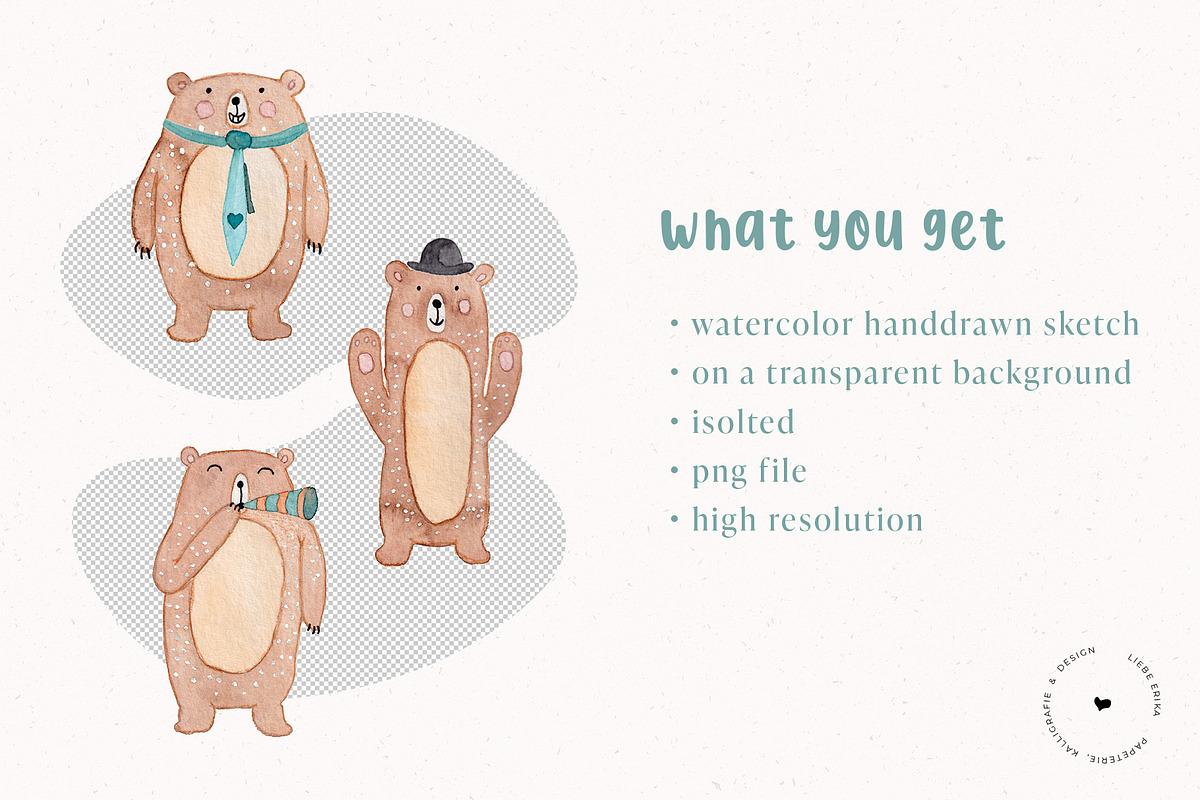 Watercolor Bears, an Illustration by liebe.erika - Papeterie (Photo 2 of 4)