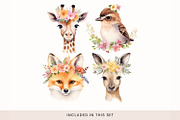 Animals in Floral Crowns Clipart, a Decorative Illustration by illuztrate (Thumbnail 3 of 9)