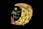 Pizza waves beach illustration, a Food Illustration by gunaonedesign (Thumbnail 1 of 5)