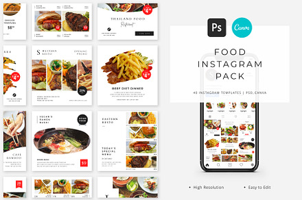 Food Instagram Pack | PS & Canva