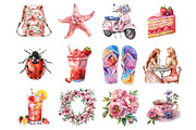 Watercolor Pink Summer ClipArt, an Illustration by Design Market (Thumbnail 4 of 5)