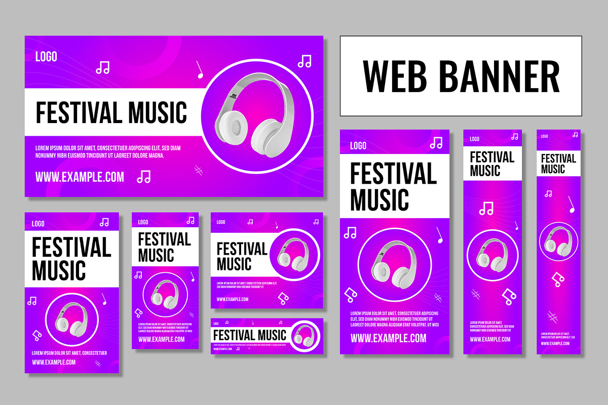 Music Web Banner Set, a Social Media Template by CreativeShaper (Photo 1 of 4)