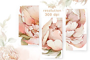 Watercolor peony roses pattern set, a Decorative Illustration by Edith’s World (Thumbnail 12 of 13)