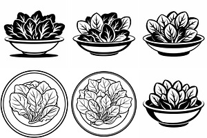 Spinach in a plate vector silhouette, an Object Graphic by Billah Hub