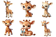 Watercolor Cute Baby Giraffe Clipart, an Illustration by CraftArtStudio (Thumbnail 2 of 5)