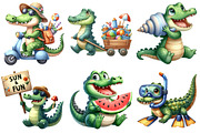 Summer Crocodile Character Clipart, an Illustration by Pixels.Craft (Thumbnail 5 of 9)