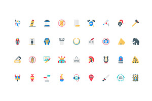 Museum exhibits art gallery icons, an Object Illustration by Lemberg Vector