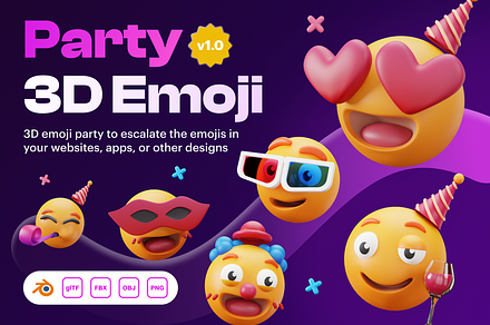 Emoty - 3D Party Emoji, a Characters & Person 3D Model by Illustraly Design