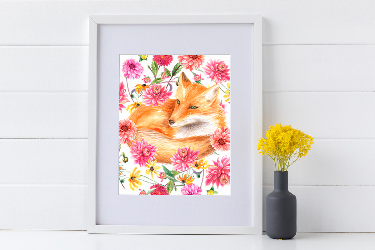 Dahlia and Sunflowers, a Seasonal Illustration by JennyColorArt (Photo 2 of 10)