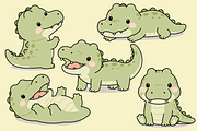 Cute Baby Crocodile Character Set, an Animal Illustration by Artpon Illustration (Thumbnail 1 of 3)