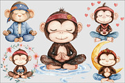 cute monkey meditating Clipart, an Illustration by Design Market (Thumbnail 4 of 5)