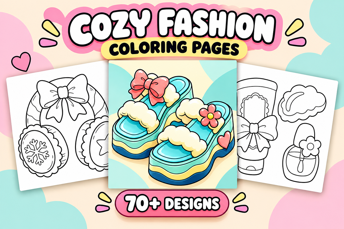 Cozy Fashion Coloring Pages #1, a Decorative Illustration by Inkivelle Studio (Photo 1 of 3)