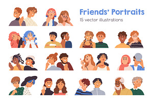 Face avatars of couples, friends set, a Person Illustration by Good Studio