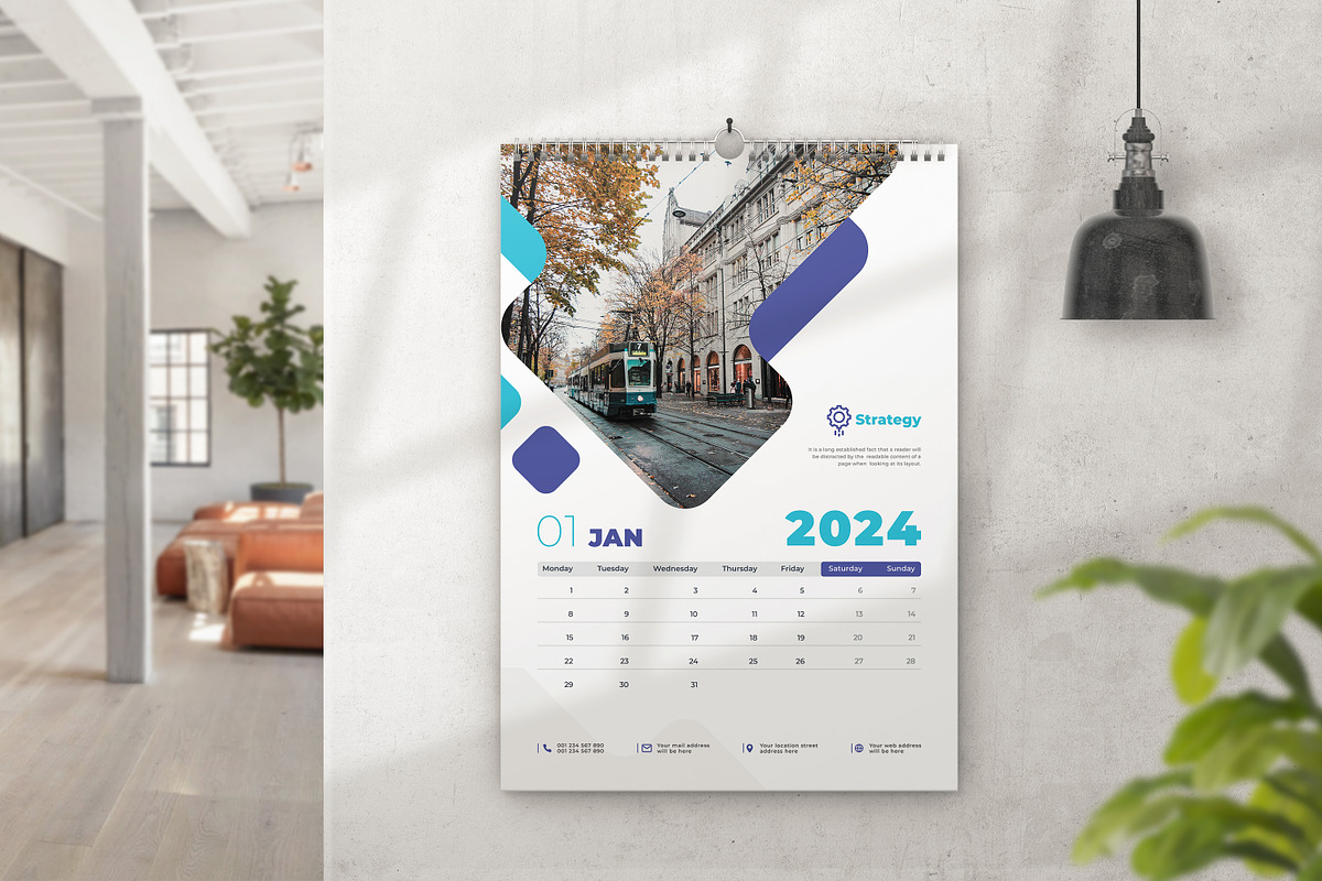 Wall Calendar 2024 Template, a Print Template by Uiparvin (Photo 2 of 3)