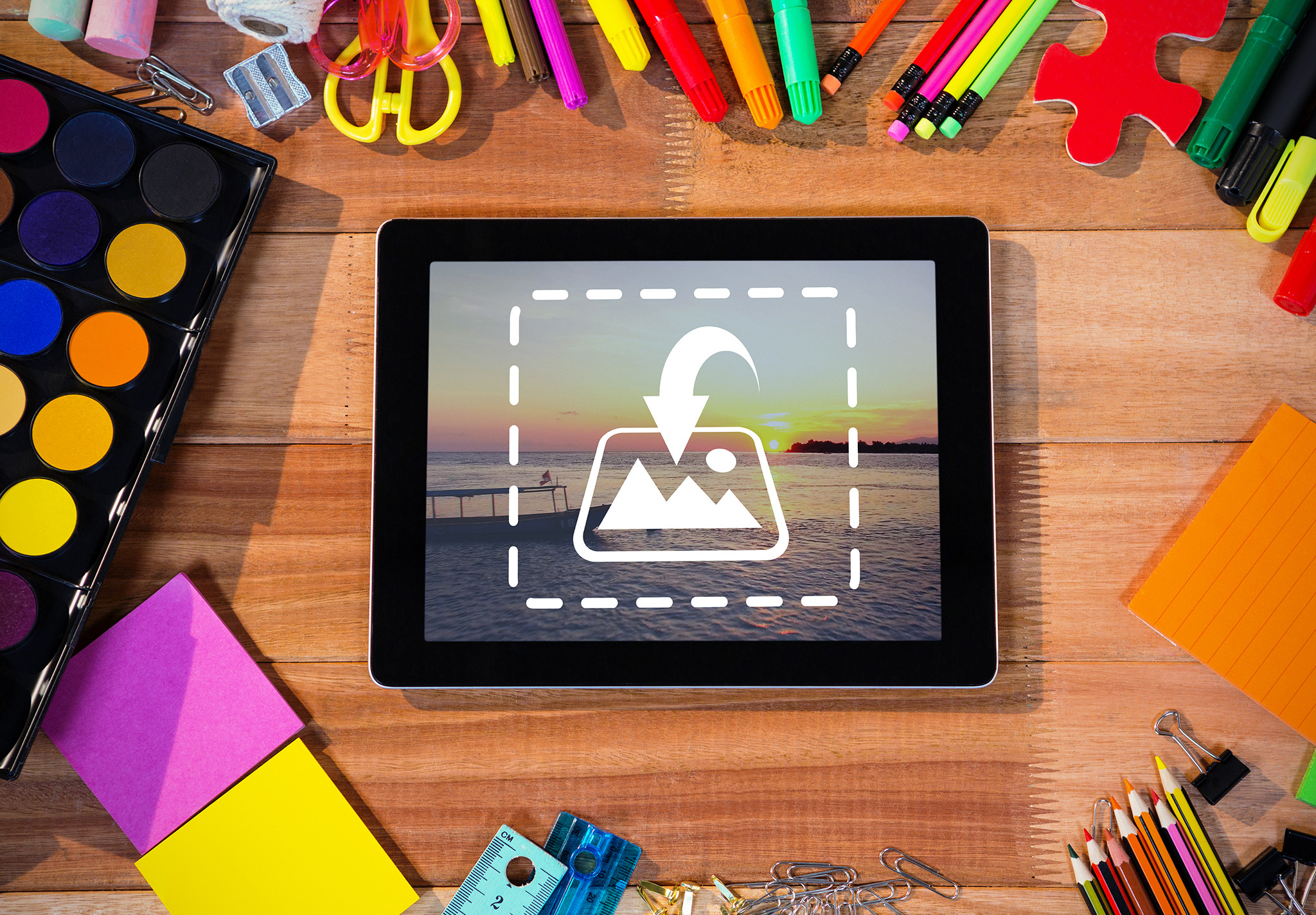 Tablet with various stationery, a Templates & Theme by wavebreak