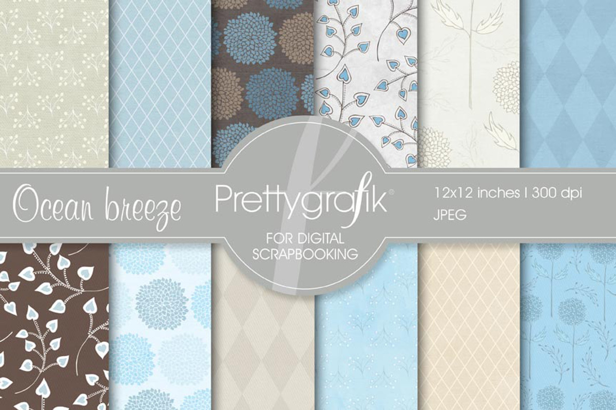 floral Scrapbook digital papers set