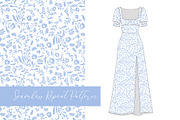 Ditsy Toile Floral - Blue and White, a Pattern Graphic by Mieken Petra Designs (Thumbnail 2 of 3)