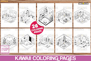 Kawaii Coloring pages, Pocket Room, a Stationery Template by 2SUNS (Thumbnail 2 of 4)