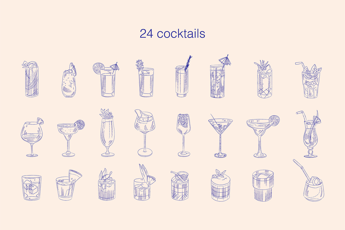 Cocktails vintage illustrations, a Food Illustration by Chaka_32 (Photo 3 of 4)