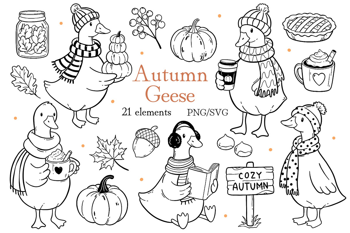 Autumn Goose PNG SVG Clipart, an Animal Illustration by ArtGiftsStudio (Photo 1 of 3)