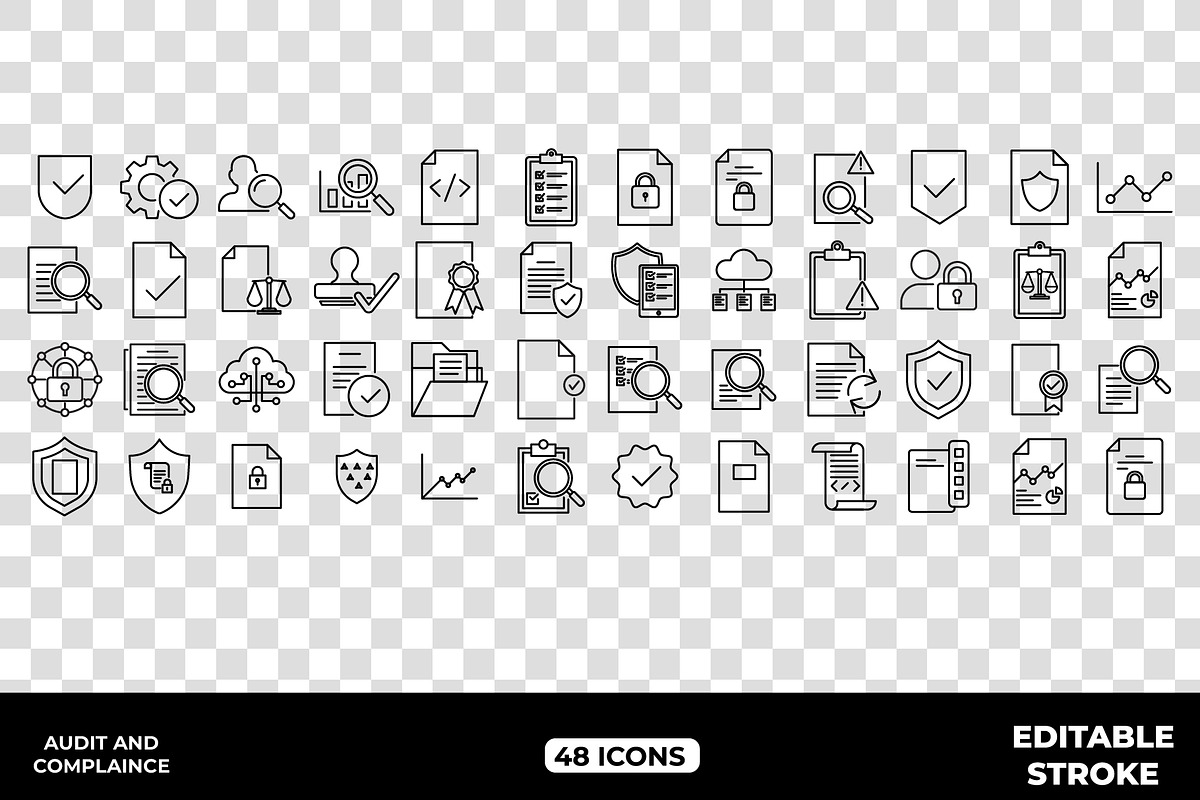 Audit Compliance Outline Icons, an Outline Icon by Unique Design Team (Photo 1 of 3)