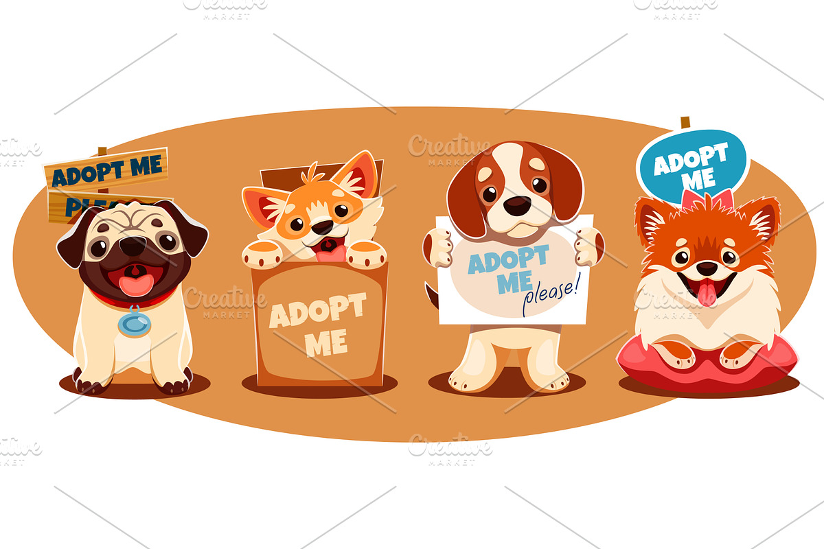 Adopt a dog awareness scene, an Animal Illustration by Vector Tradition