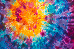 A tie-dye design showcases an explos, a Photo by Tanuart