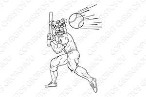 Bulldog Baseball Player Mascot, a Sport Illustration by Christos Georghiou