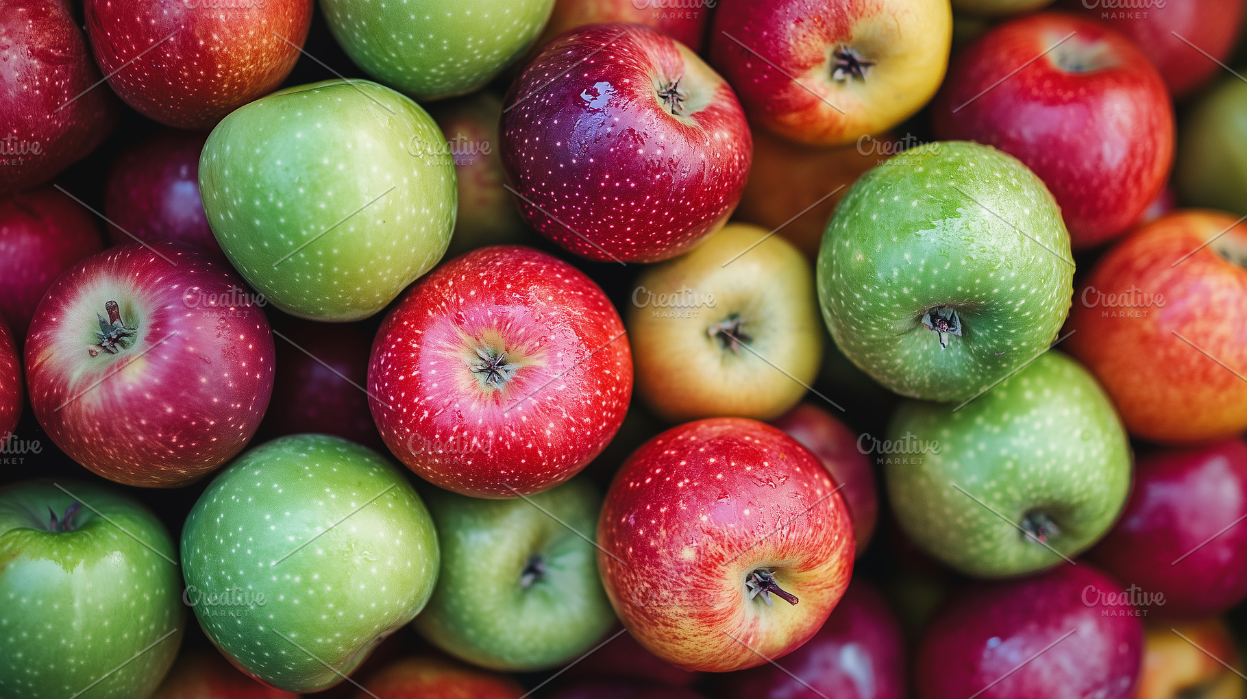 Top view on ripe, juicy apples, a Food & Drink Photo by MistyDay