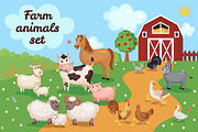 Farm Animals Set, an Animal Illustration by MalniArt (Thumbnail 1 of 5)