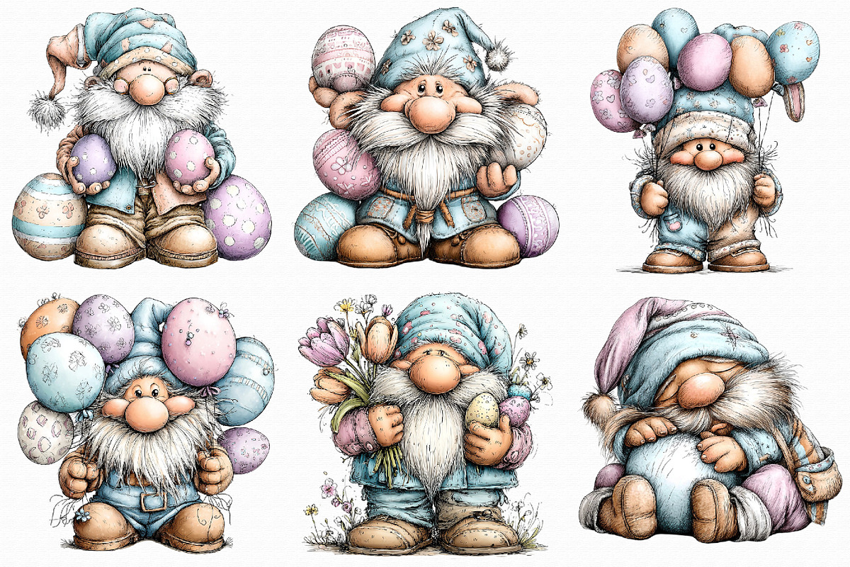 Cute Easter Gnome Clipart, an Illustration by Libby Wishes (Photo 5 of 6)