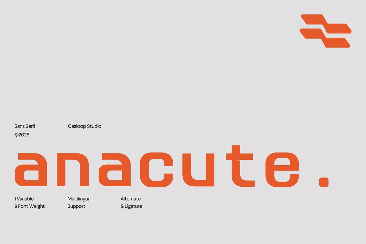 Anacute – Industrial Mono Sans, a Sans Serif Font by Casloop Studio (Photo 1 of 10)