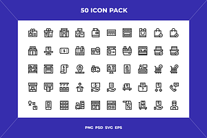 Shop and store icons, an Outline Icon by Wencory