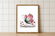 Whimsical Butterfly Flower Clipart, an Illustration by Watercolor design (Thumbnail 6 of 6)